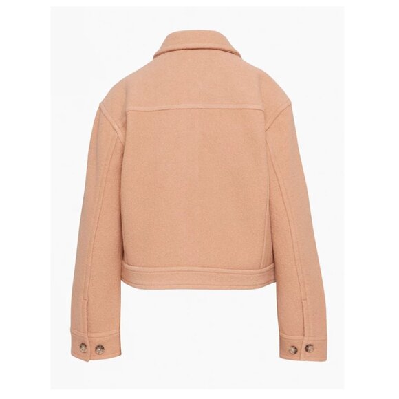 Aritzia Wilfred Free Autumn Shirt Jacket Womens Size XXL 2X Beige Tan 100% Wool - Picture 15 of 16